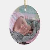 Persoonlijke Baby Fotoroze Snowflake Keramisch Ornament (Rechts)