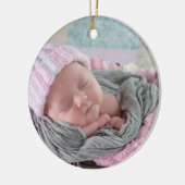 Persoonlijke Baby Fotoroze Snowflake Keramisch Ornament (Links)
