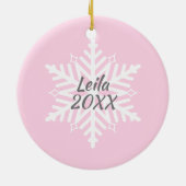 Persoonlijke Baby Fotoroze Snowflake Keramisch Ornament (Achterkant)