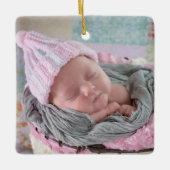 Persoonlijke Baby Fotoroze Snowflake Keramisch Ornament (Voorkant)