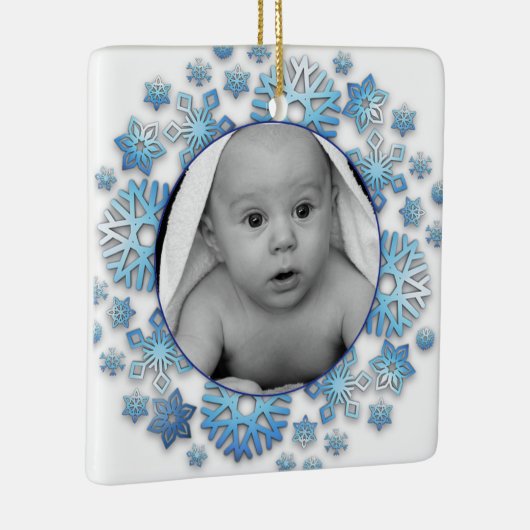 Persoonlijke Baby foto's en kerstfeestdagen Keramisch Ornament (Rechts)