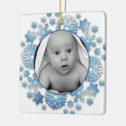 Persoonlijke Baby foto's en kerstfeestdagen Keramisch Ornament (Links)