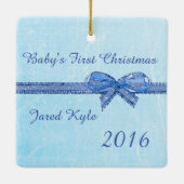 Persoonlijke Baby foto's en kerstfeestdagen Keramisch Ornament (Achterkant)