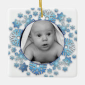 Persoonlijke Baby foto's en kerstfeestdagen Keramisch Ornament (Voorkant)