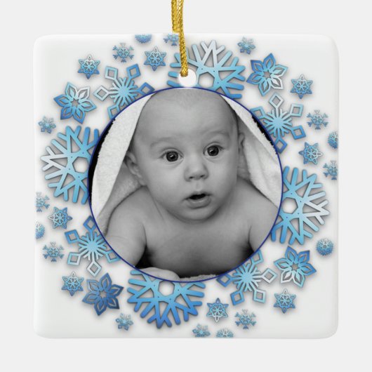 Persoonlijke Baby foto's en kerstfeestdagen Keramisch Ornament (Voorkant)