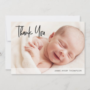 Persoonlijke baby fotoschouw dankbaarheid modern bedankkaart
