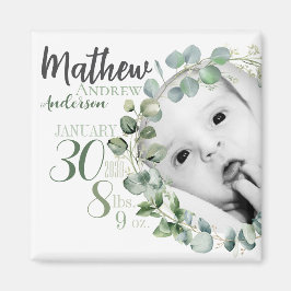 Persoonlijke baby geboorteaankondiging magneet