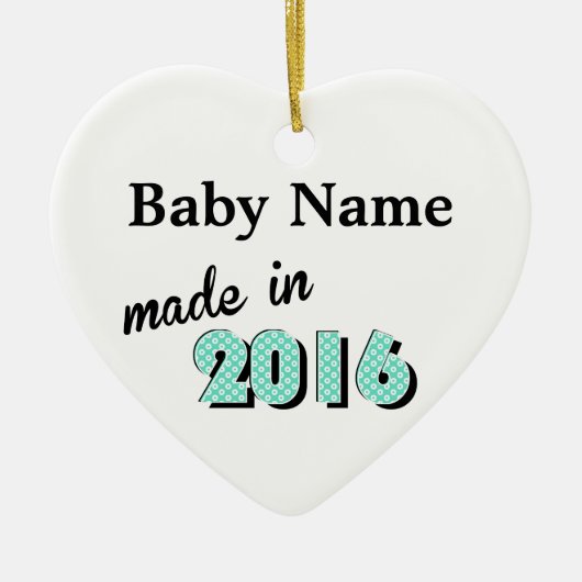 Persoonlijke baby gemaakt in 2016 groen keramisch ornament (Voorkant)