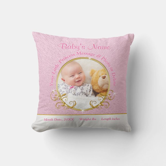 Persoonlijke baby geschenken met geboorte-informat kussen (Voorkant)