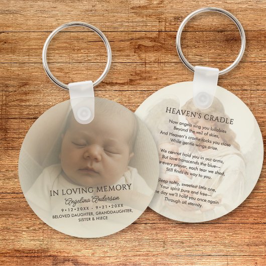 Persoonlijke baby-herdenkingsfoto & aangepaste tek sleutelhanger