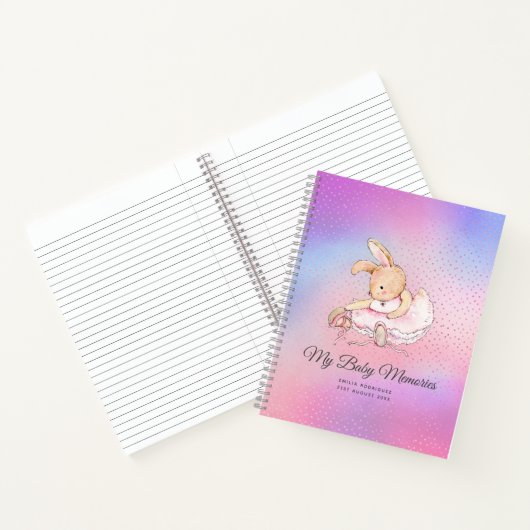 Persoonlijke BABY HERINNERINGEN - Konijn Ballerina Notitieboek (Binnen)