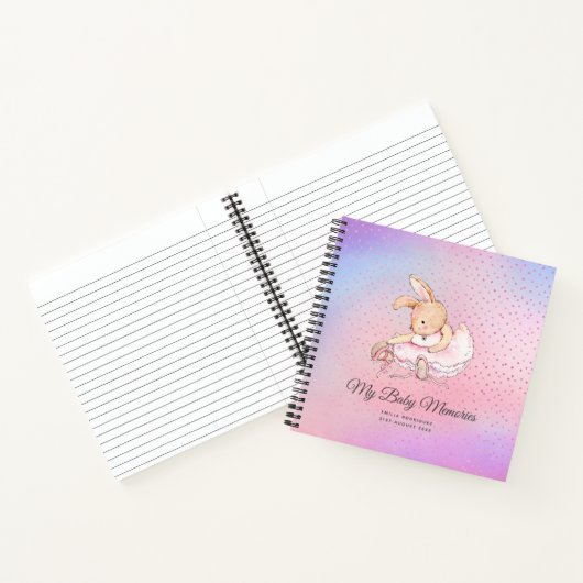 Persoonlijke BABY HERINNERINGEN - Konijn Ballerina Notitieboek (Binnen)