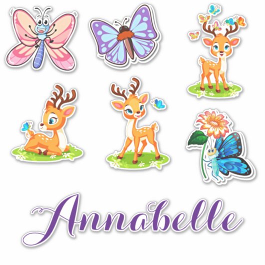 Persoonlijke baby hertjes set sticker (Voorkant)