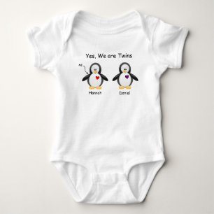 Persoonlijke Baby Ja, we zijn tweelingen pinguïn Romper