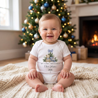 Persoonlijke baby jongen ''Baby's Eerste Kerstmis' Romper