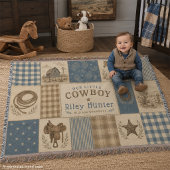 Persoonlijke baby jongen western cowboy patchwork deken