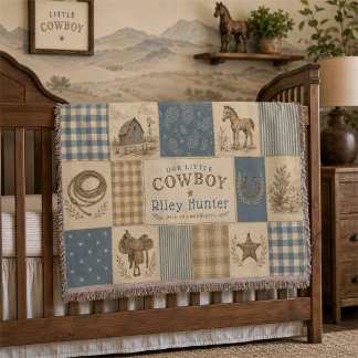 Persoonlijke baby jongen western cowboy patchwork deken