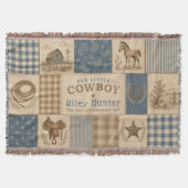 Persoonlijke baby jongen western cowboy patchwork deken (Voorkant)
