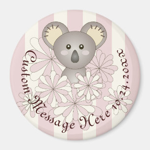 Persoonlijke Baby Koala Beer Pastel Roze Gestreept Magneet