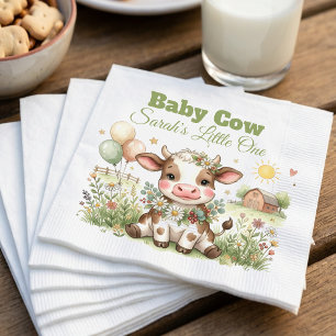 Persoonlijke Baby Koe Baby Shower Uitnodigingsbord Servet