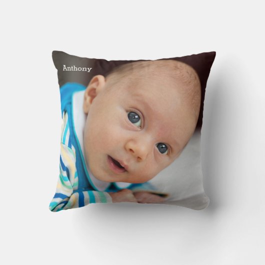 Persoonlijke baby kussenhoezen met foto en naam kussen (Achterkant)