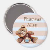 Persoonlijke Baby Magnet met schattige Teddy Bear (Voorkant / Achterkant)