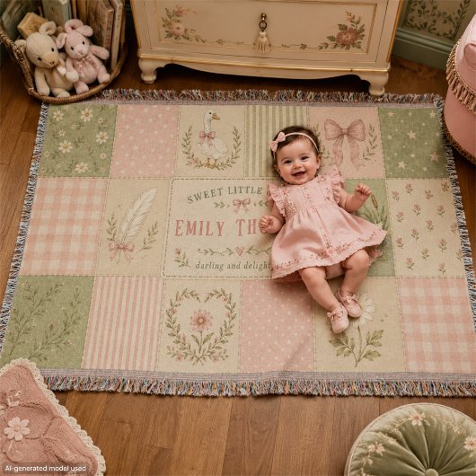 Persoonlijke Baby Meisje Dwaze Gans Patchwork Deken