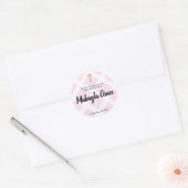 Persoonlijke baby meisje roze baptisme bedankt ronde sticker (Envelop)