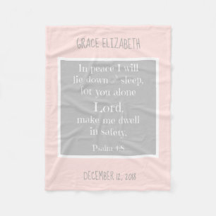 Persoonlijke baby, met nachtgebed (Psalm 4:8) Fleece Deken