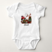 Persoonlijke baby naam Kerstman slee Kerstmis Romper (Voorkant)