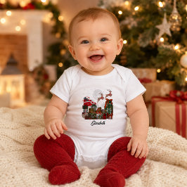 Persoonlijke baby naam Kerstman slee Kerstmis Romper