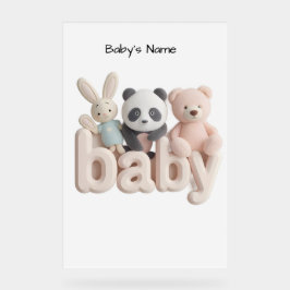 Persoonlijke baby naam muurkunst – Knuffel dier ve Acryl Bord