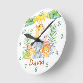 Persoonlijke Baby naam Nursery Oerwoud Safari Cute Ronde Klok (Hoek)