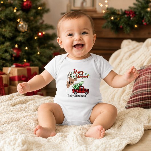 Persoonlijke baby naam Rudolph Kerstmis Romper