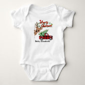 Persoonlijke baby naam Rudolph Kerstmis Romper (Voorkant)