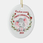 Persoonlijke Baby olifant 2020 eerste Kerstmis Keramisch Ornament (Rechts)