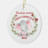 Persoonlijke Baby olifant 2020 eerste Kerstmis Keramisch Ornament (Links)