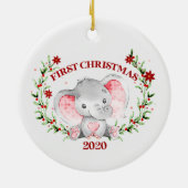 Persoonlijke Baby olifant 2020 eerste Kerstmis Keramisch Ornament (Achterkant)