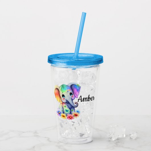 Persoonlijke Baby Olifant Acryl Drinkbeker (Achterkant ijs)