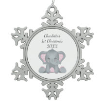 Persoonlijke Baby Olifant Roze Baby 1e Kerstmis
