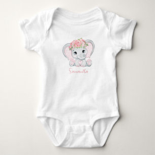 Persoonlijke Baby Olifant Roze Meisjes Baby Shower Romper