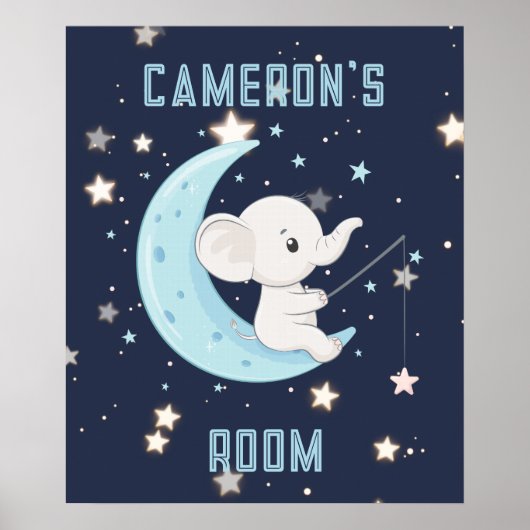 Persoonlijke Baby Olifant Vissen 4 Stars Poster (Voorkant)