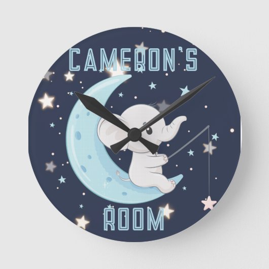 Persoonlijke Baby Olifant Vissen 4 Sterren Klok (Voorkant)