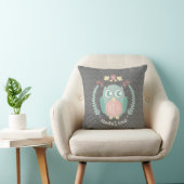 Persoonlijke Baby Owl Wreath Pillow - Girl Kussen (Stoel)