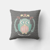 Persoonlijke Baby Owl Wreath Pillow - Girl Kussen (Achterkant)