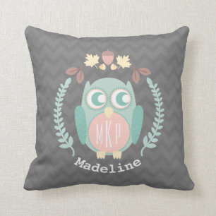 Persoonlijke Baby Owl Wreath Pillow - Girl Kussen