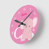 Persoonlijke baby pastelroze ronde klok (Hoek)