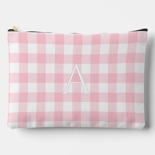 Persoonlijke baby roze geruite monogram etui (Voorkant)
