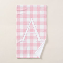 Persoonlijke baby roze Gingham monogram Handdoek