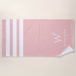 Persoonlijke baby roze strepen strandhanddoek strandlaken